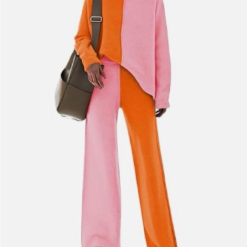 Colorblock Pink and Orange Women's pants set